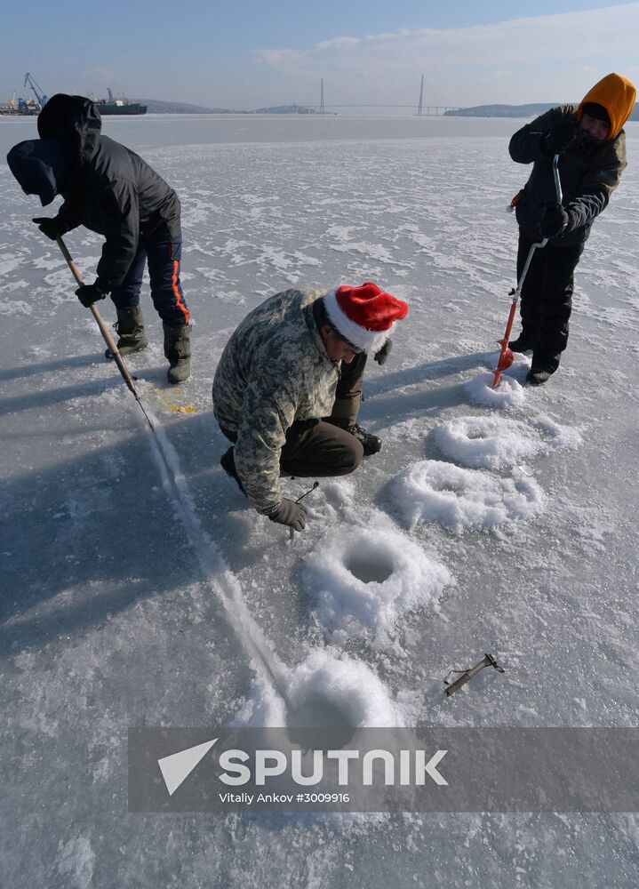 Old New Year celebrations on ice-covered Eastern Bosphorus