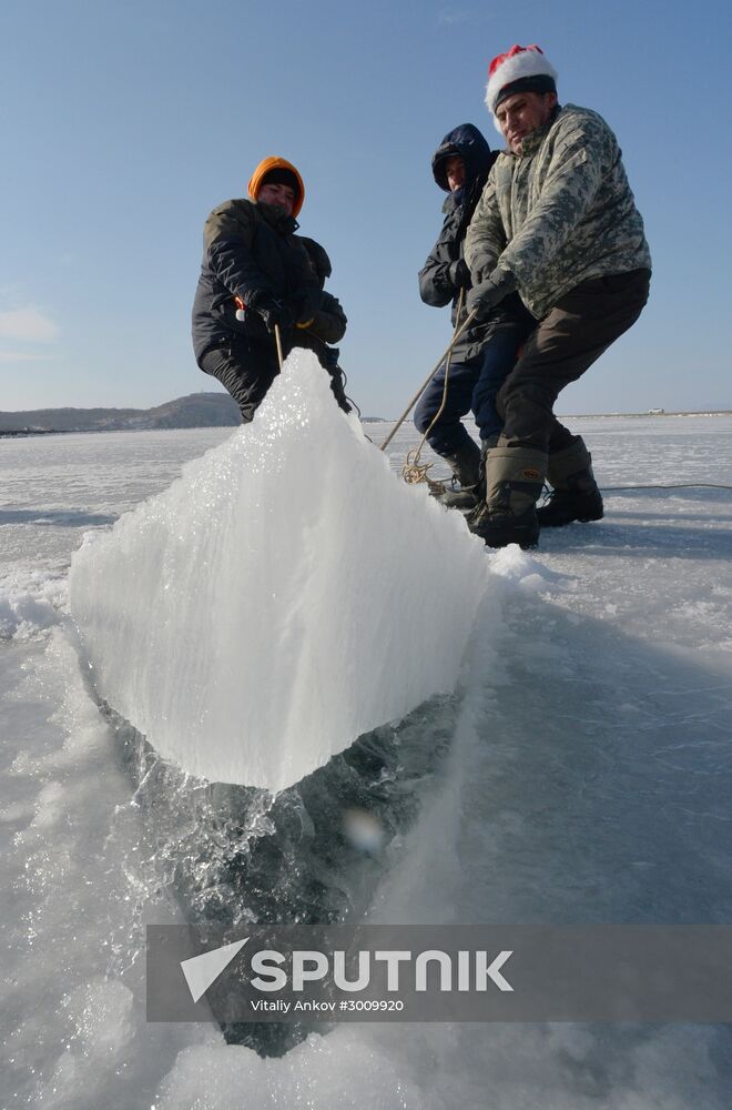 Old New Year celebrations on ice-covered Eastern Bosphorus