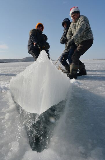Old New Year celebrations on ice-covered Eastern Bosphorus