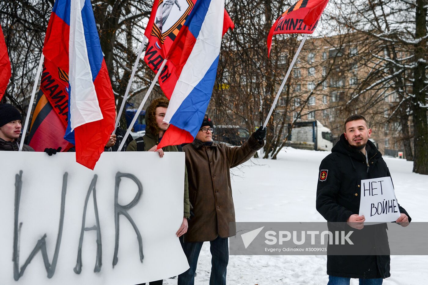 Protests outside German Embassy in Moscow