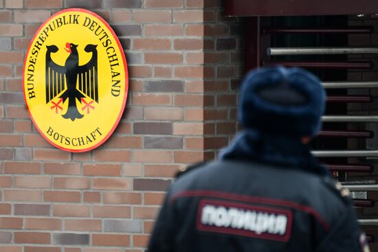 Protests outside German Embassy in Moscow