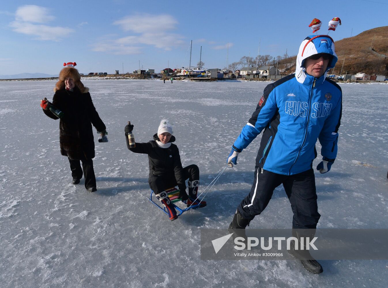 Old New Year celebrations on ice-covered Eastern Bosphorus