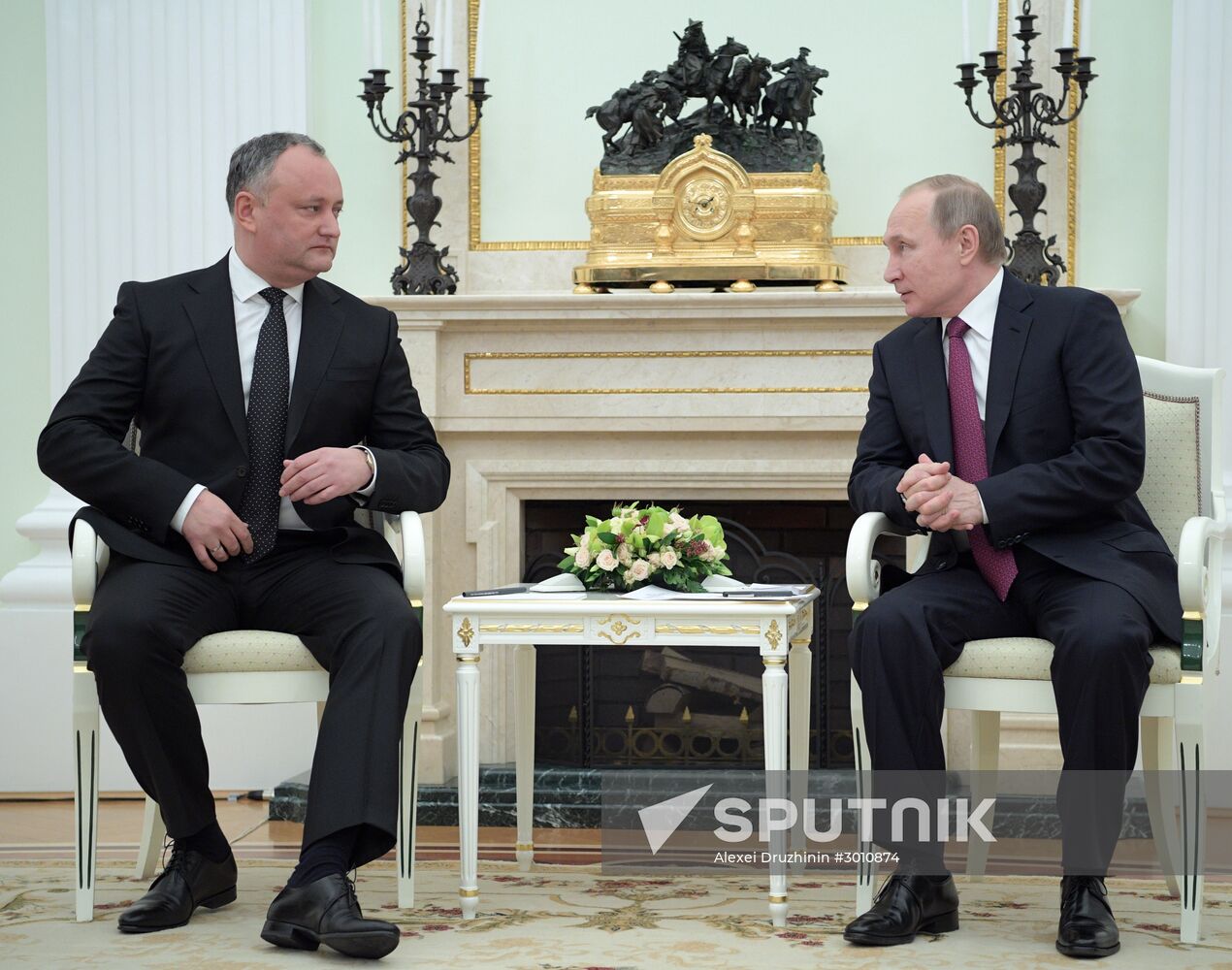 Russian President Vladimir Putin meets with President of Moldova Igor Dodon