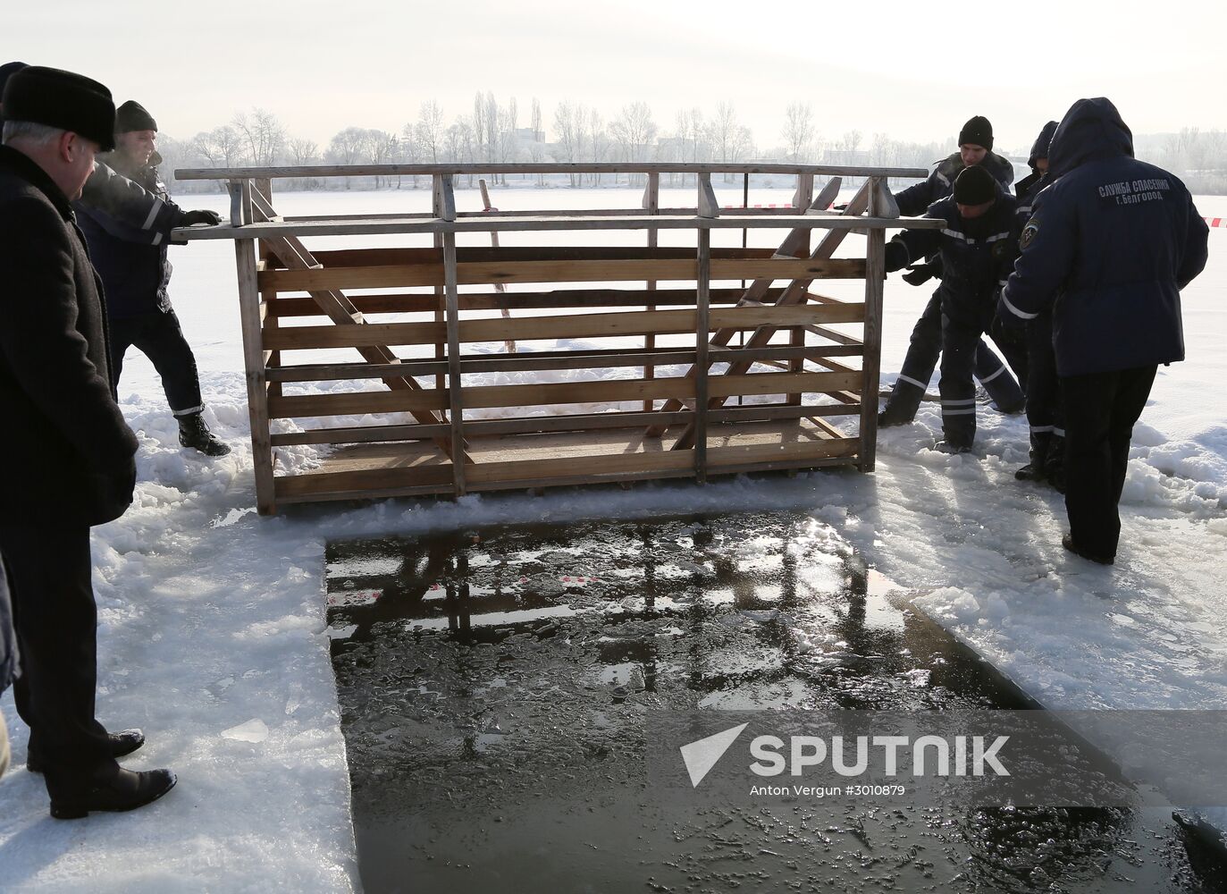 Preparation of ice holes for Epiphany bathing in Belgorod region