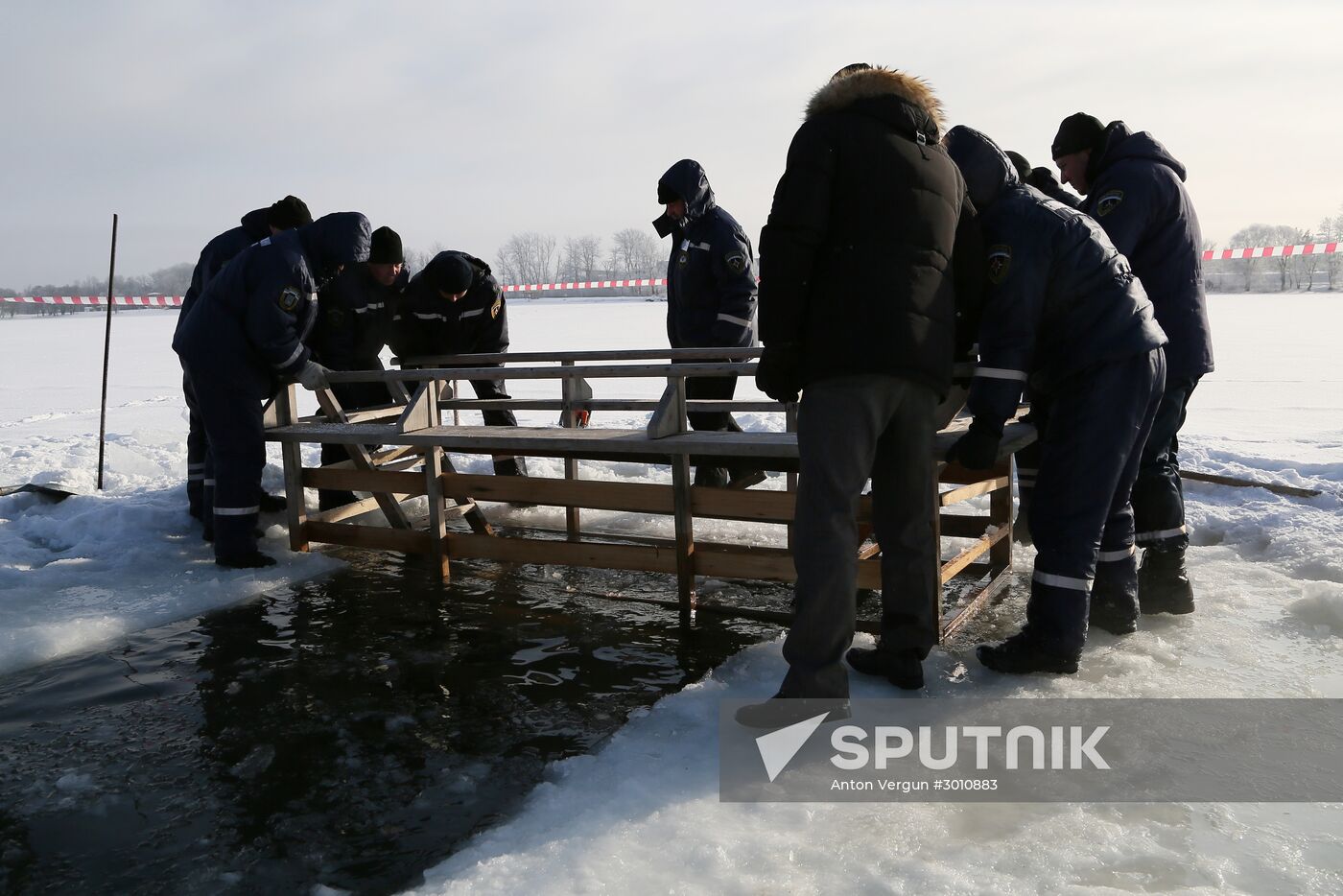 Preparation of ice holes for Epiphany bathing in Belgorod region