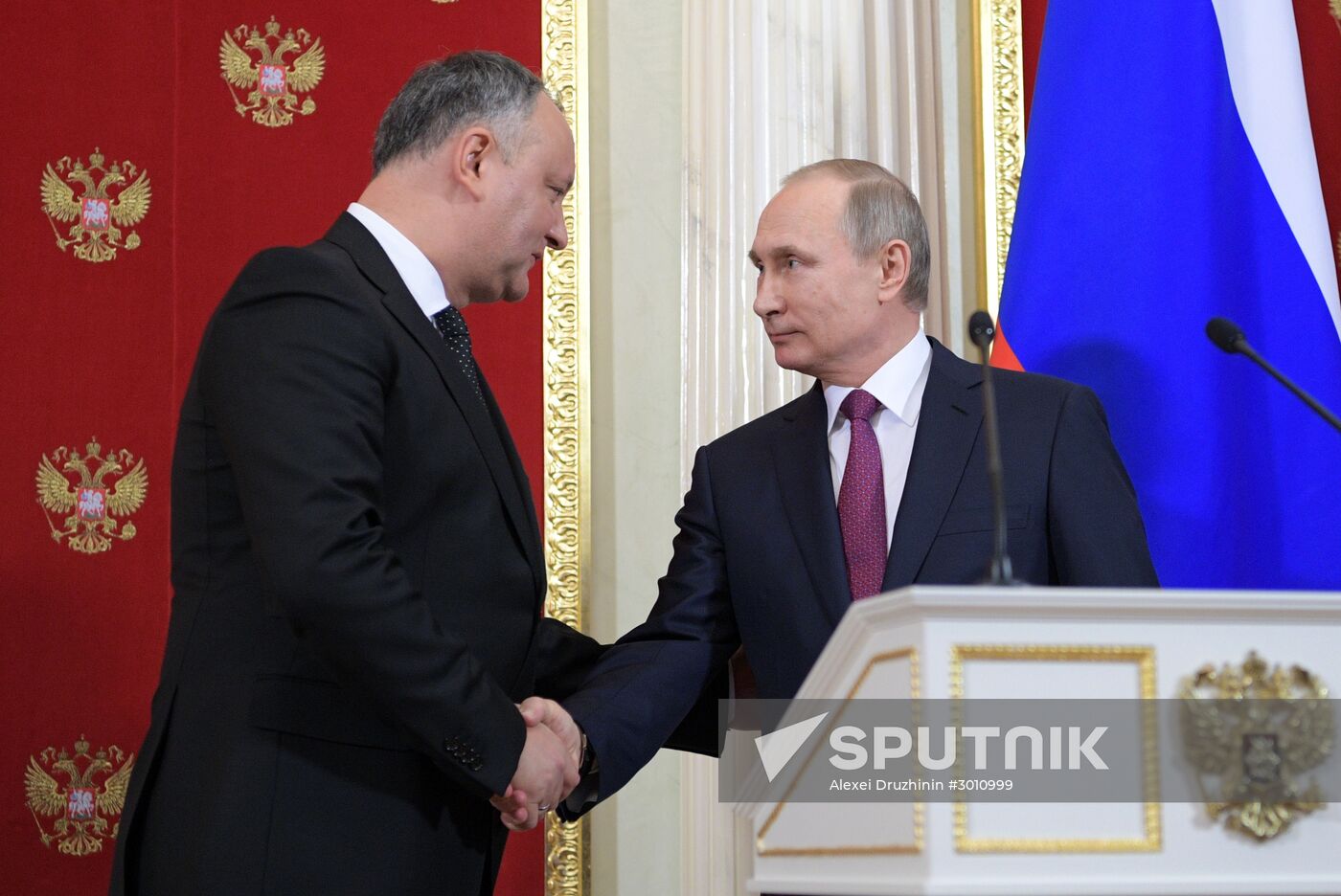 Russian President Vladimir Putin meets with President of Moldova Igor Dodon