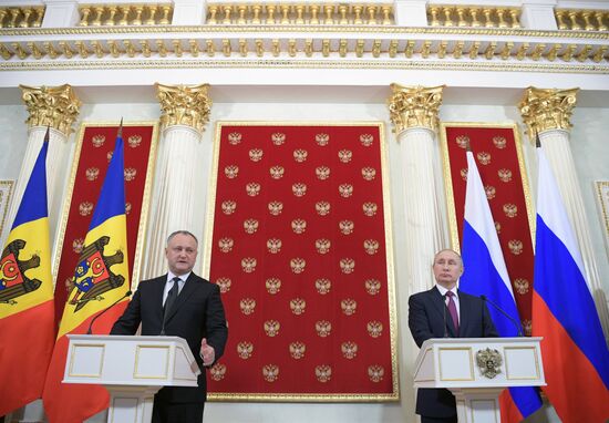 Russian President Vladimir Putin meets with President of Moldova Igor Dodon