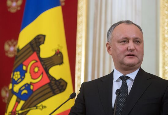 Russian President Vladimir Putin meets with President of Moldova Igor Dodon