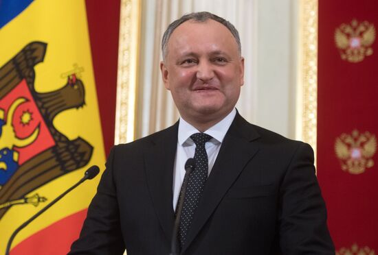Russian President Vladimir Putin meets with President of Moldova Igor Dodon