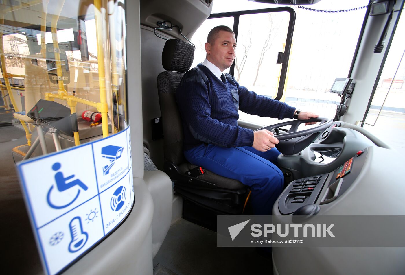 Russian-made electric bus LiAZ-6274 being tested