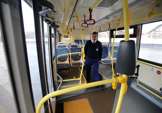 Russian-made electric bus LiAZ-6274 being tested