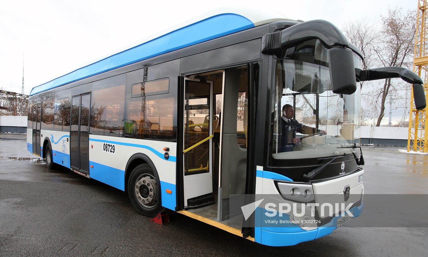 Russian-made electric bus LiAZ-6274 being tested