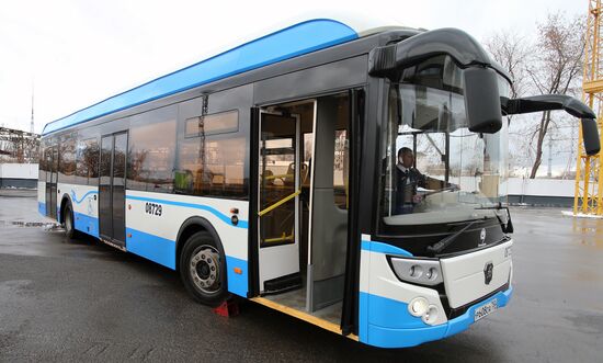 Russian-made electric bus LiAZ-6274 being tested