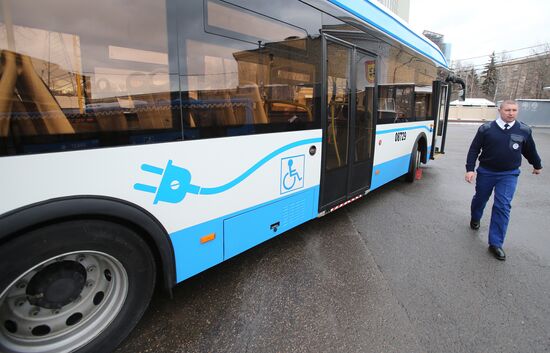 Russian-made electric bus LiAZ-6274 being tested