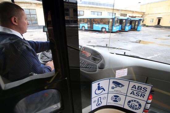 Russian-made electric bus LiAZ-6274 being tested