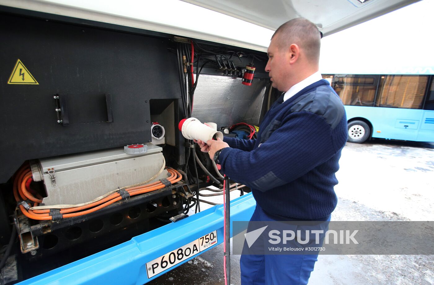 Russian-made electric bus LiAZ-6274 being tested