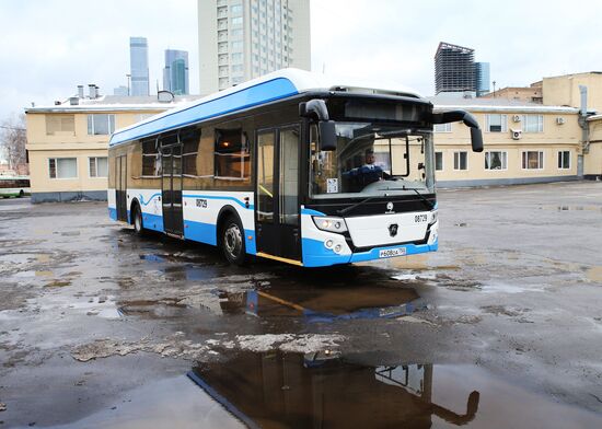 Russian-made electric bus LiAZ-6274 being tested