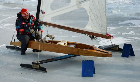 Ice boating competition in Vladivostok