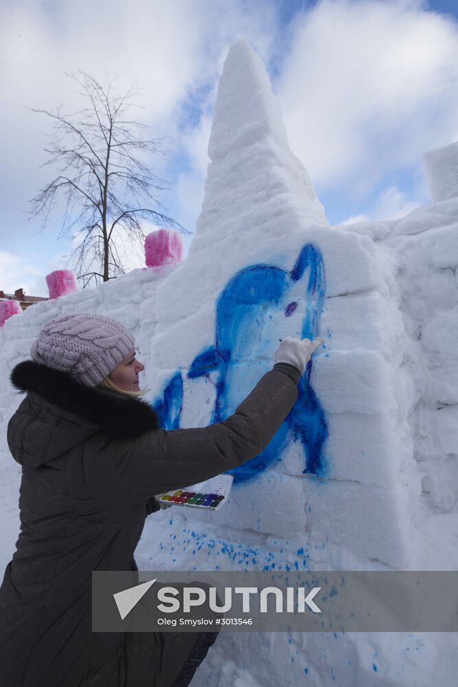 Snow fortress built in Yaroslavl Region