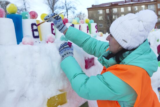 Snow fortress built in Yaroslavl Region