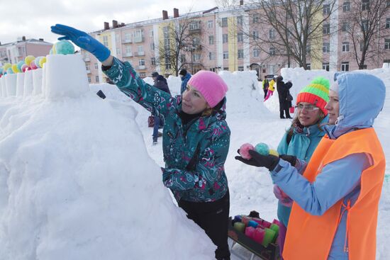 Snow fortress built in Yaroslavl Region