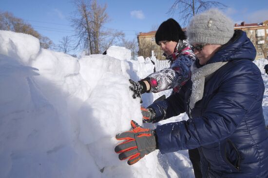 Snow fortress built in Yaroslavl Region