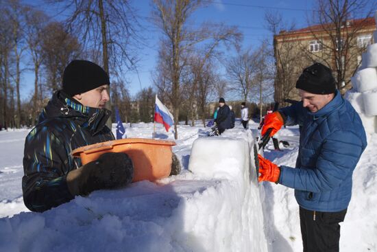 Snow fortress built in Yaroslavl Region