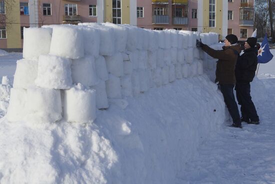 Snow fortress built in Yaroslavl Region