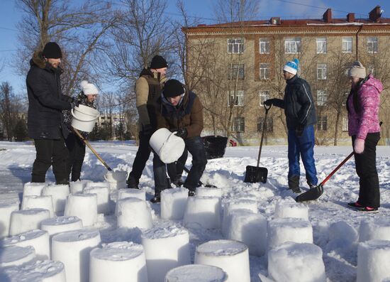 Snow fortress built in Yaroslavl Region
