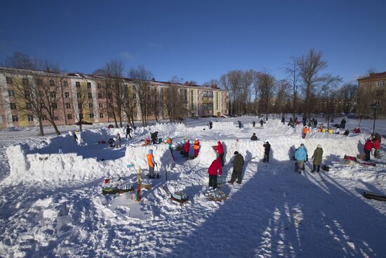 Snow fortress built in Yaroslavl Region