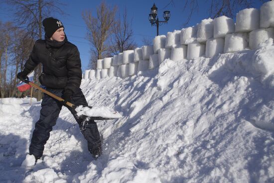 Snow fortress built in Yaroslavl Region
