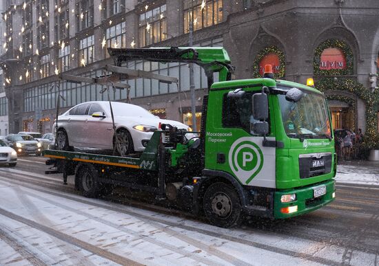 Car towed away in Moscow
