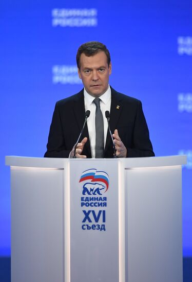 Prime Minister Dmitry Medvedev attends 16th United Russia party congress