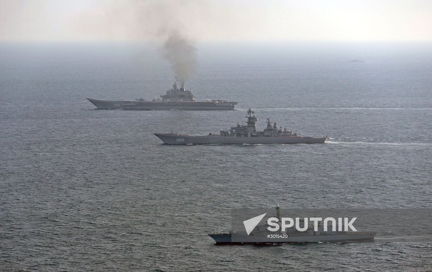 British Navy and Air Force escort Russian warships Admiral Kuznetsov and Pyotr Veliky