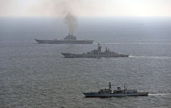 British Navy and Air Force escort Russian warships Admiral Kuznetsov and Pyotr Veliky