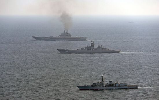 British Navy and Air Force escort Russian warships Admiral Kuznetsov and Pyotr Veliky