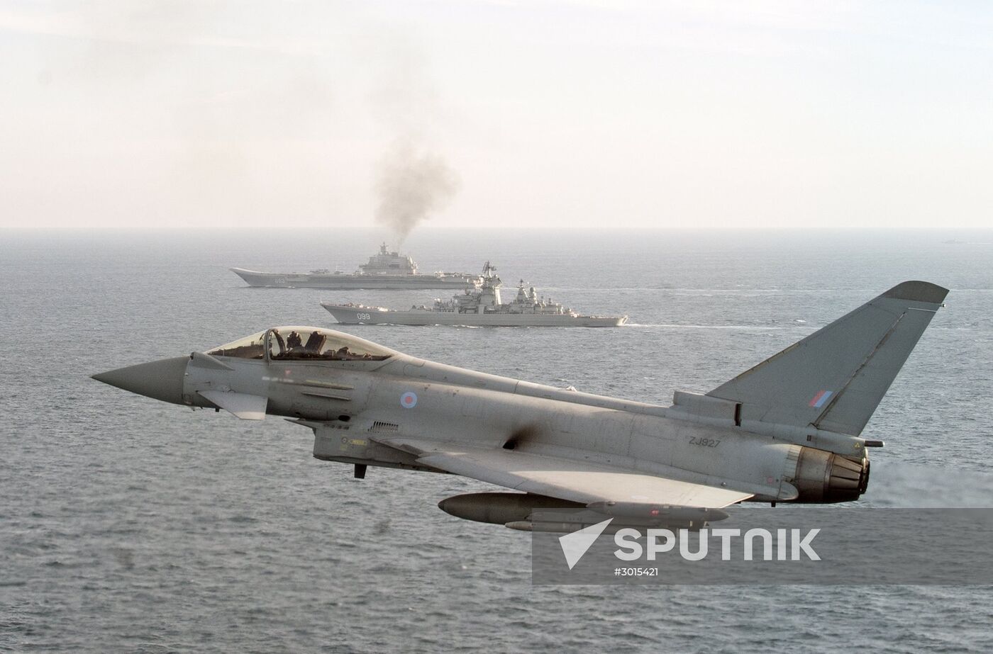 British Navy and Air Force escort Russian warships Admiral Kuznetsov and Pyotr Veliky
