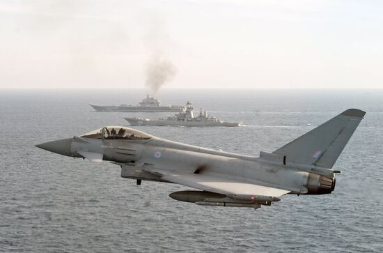 British Navy and Air Force escort Russian warships Admiral Kuznetsov and Pyotr Veliky