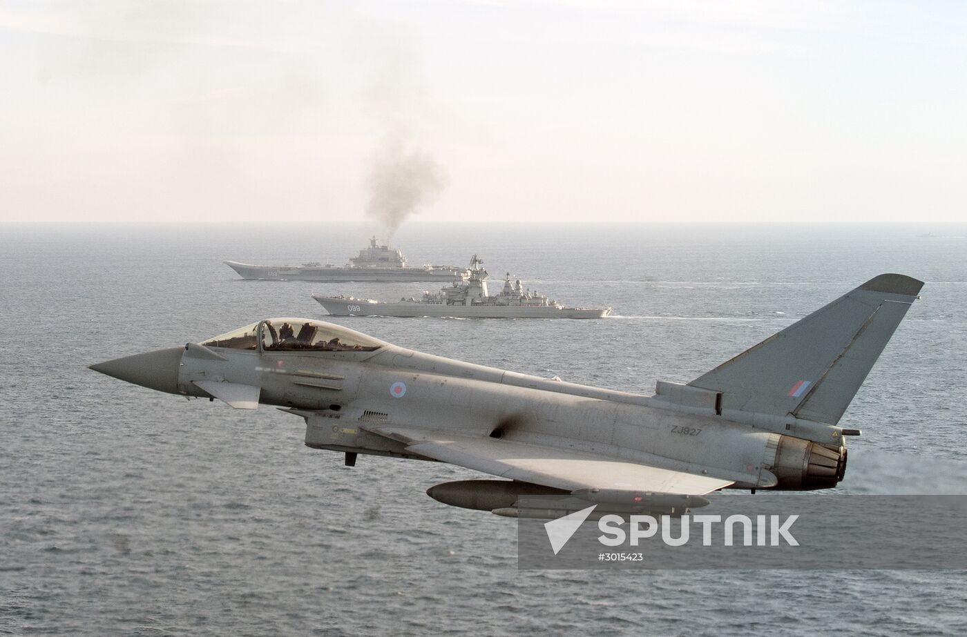 British Navy and Air Force escort Russian warships Admiral Kuznetsov and Pyotr Veliky