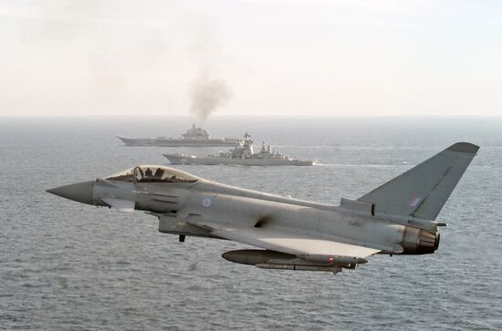 British Navy and Air Force escort Russian warships Admiral Kuznetsov and Pyotr Veliky