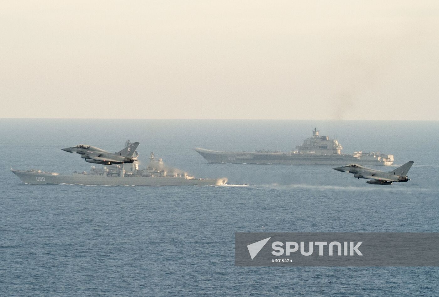 British Navy and Air Force escort Russian warships Admiral Kuznetsov and Pyotr Veliky