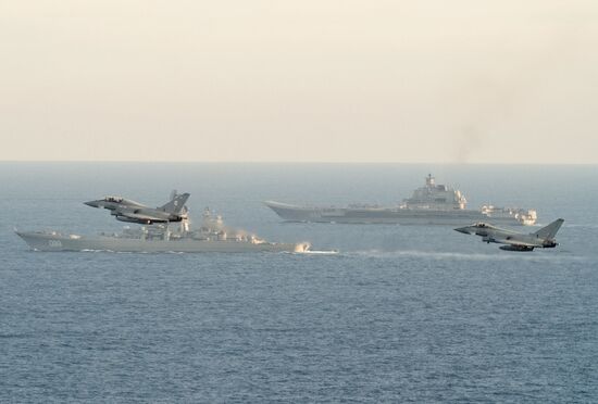 British Navy and Air Force escort Russian warships Admiral Kuznetsov and Pyotr Veliky