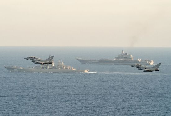 British Navy and Air Force escort Russian warships Admiral Kuznetsov and Pyotr Veliky