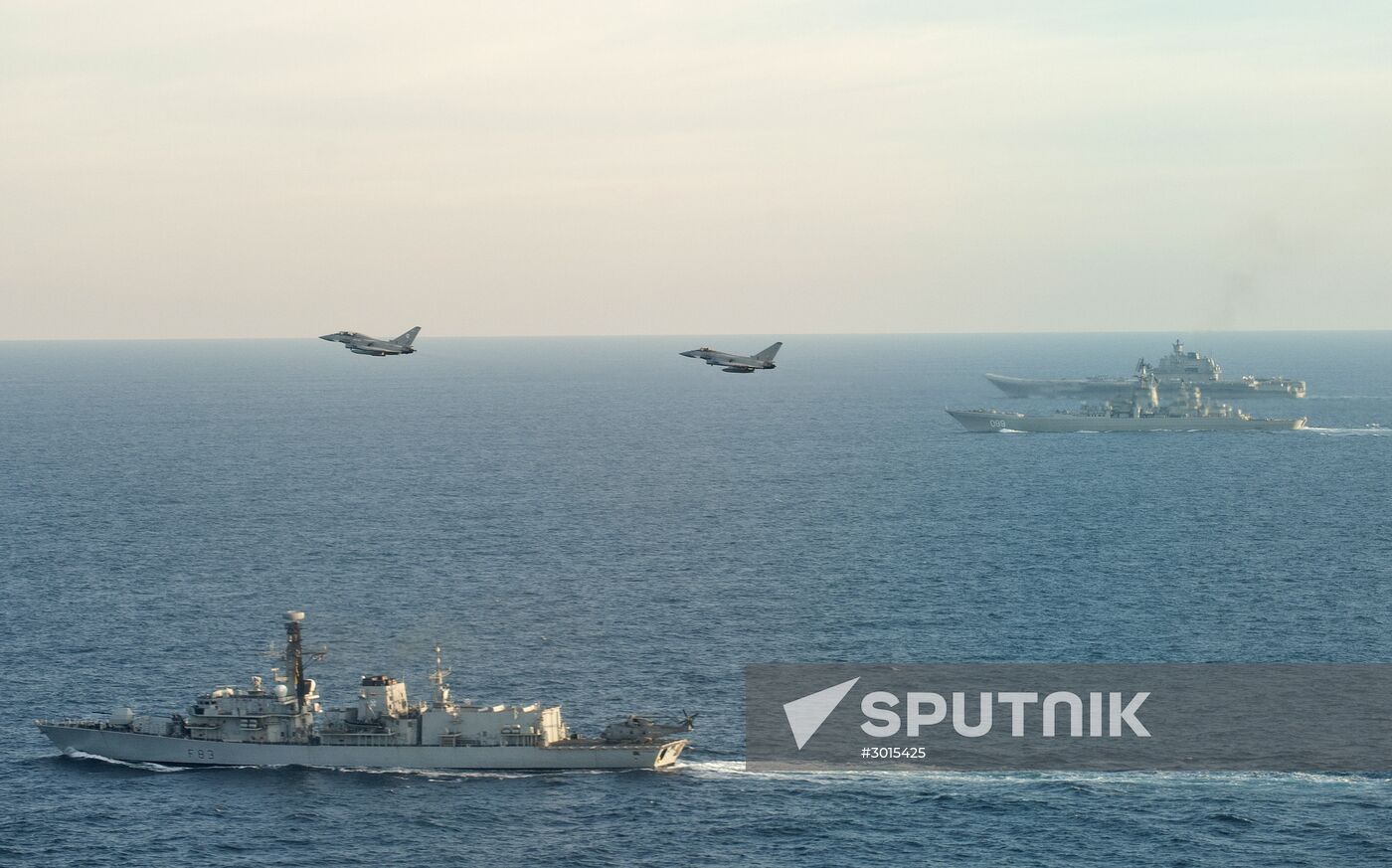 British Navy and Air Force escort Russian warships Admiral Kuznetsov and Pyotr Veliky