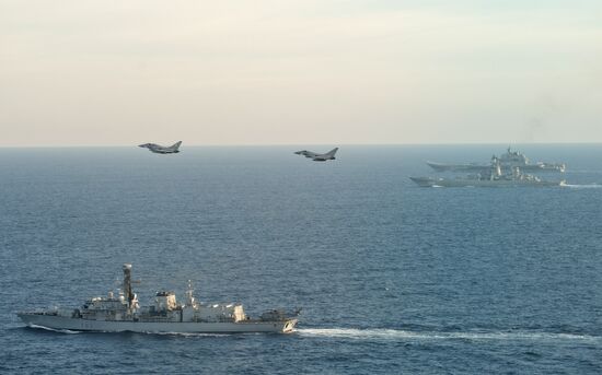British Navy and Air Force escort Russian warships Admiral Kuznetsov and Pyotr Veliky