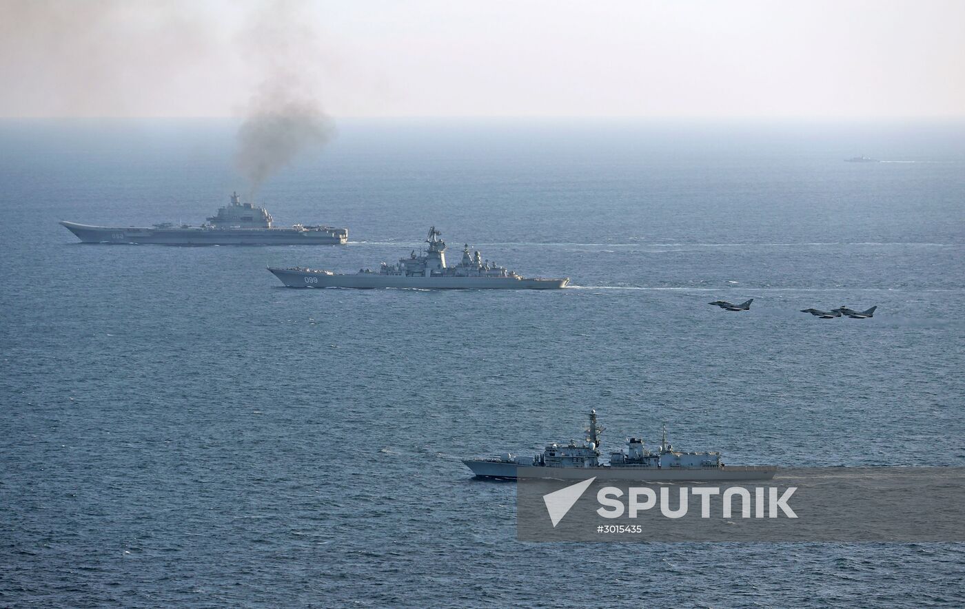 British Navy and Air Force escort Russian warships Admiral Kuznetsov and Pyotr Veliky