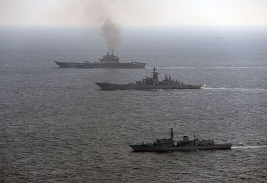 British Navy and Air Force escort Russian warships Admiral Kuznetsov and Pyotr Veliky