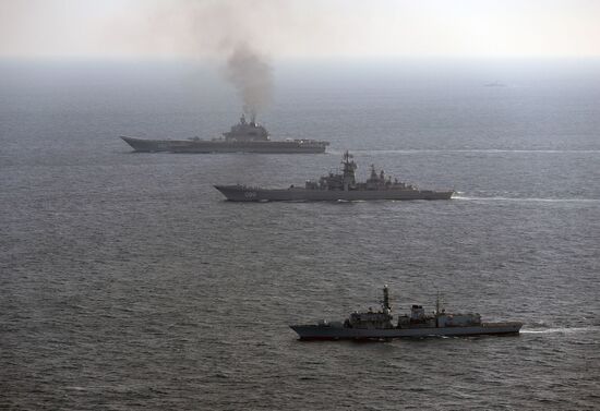 British Navy and Air Force escort Russian warships Admiral Kuznetsov and Pyotr Veliky