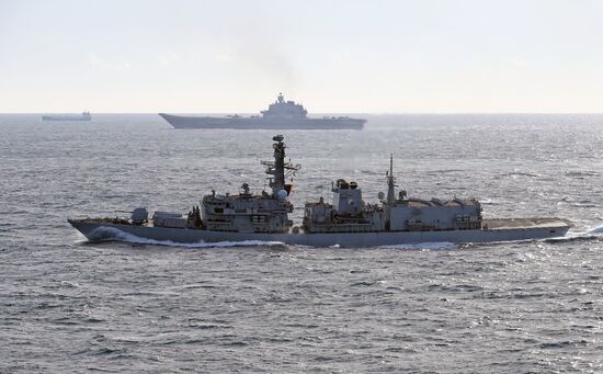 British Navy and Air Force escort Russian warships Admiral Kuznetsov and Pyotr Veliky