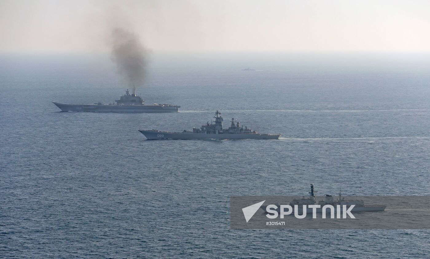 British Navy and Air Force escort Russian warships Admiral Kuznetsov and Pyotr Veliky
